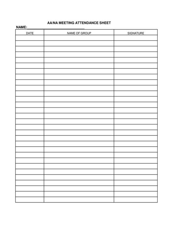 an attendance sheet is shown in the form of a blank sheet with lines on it