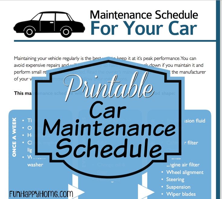 an advertisement for a car maintenance schedule with the words, printable and instructions on it