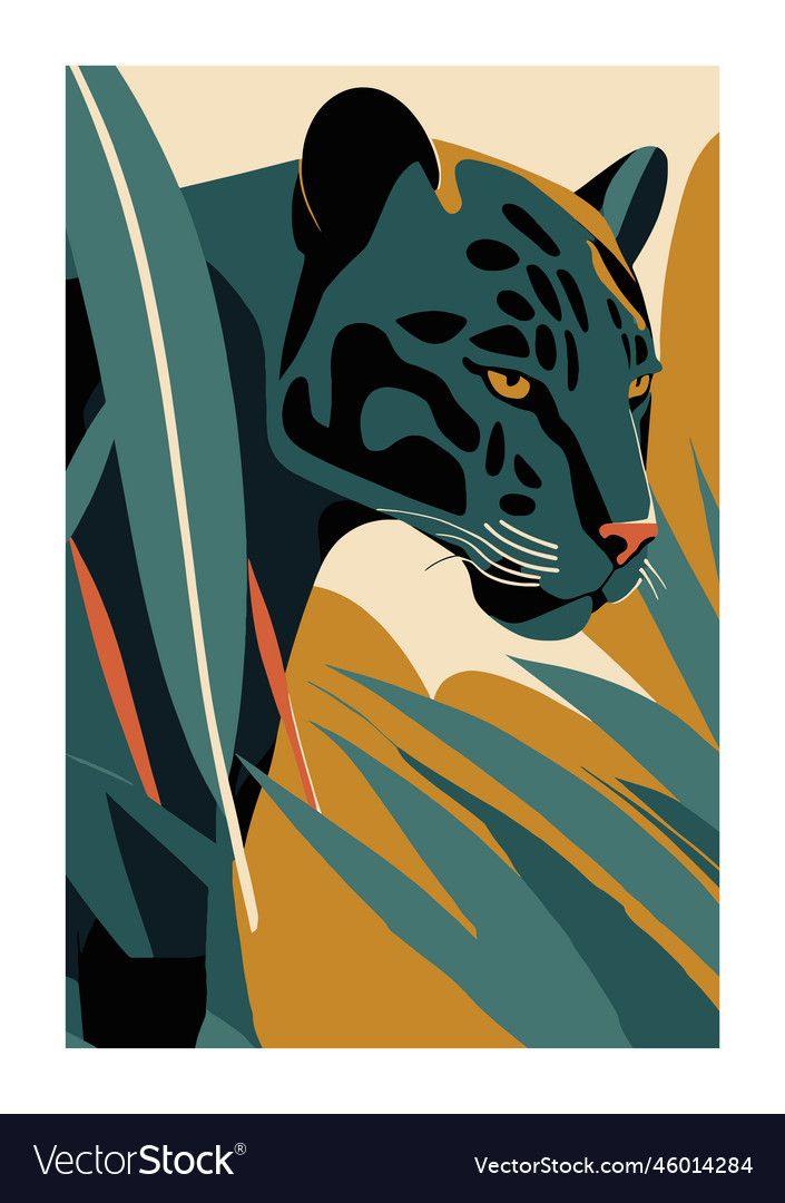 a poster with a black and yellow leopard