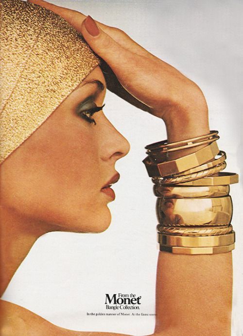 70s Accessories, Jewellery Advertising, 1970s Jewelry, 70s Jewelry, 70s Glam, 70s Inspired Fashion, Christie Brinkley, Jewelry Ads, 70s Disco