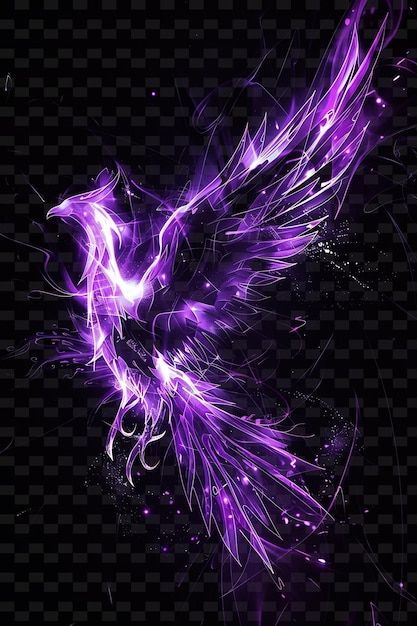 an abstract purple bird on a black background