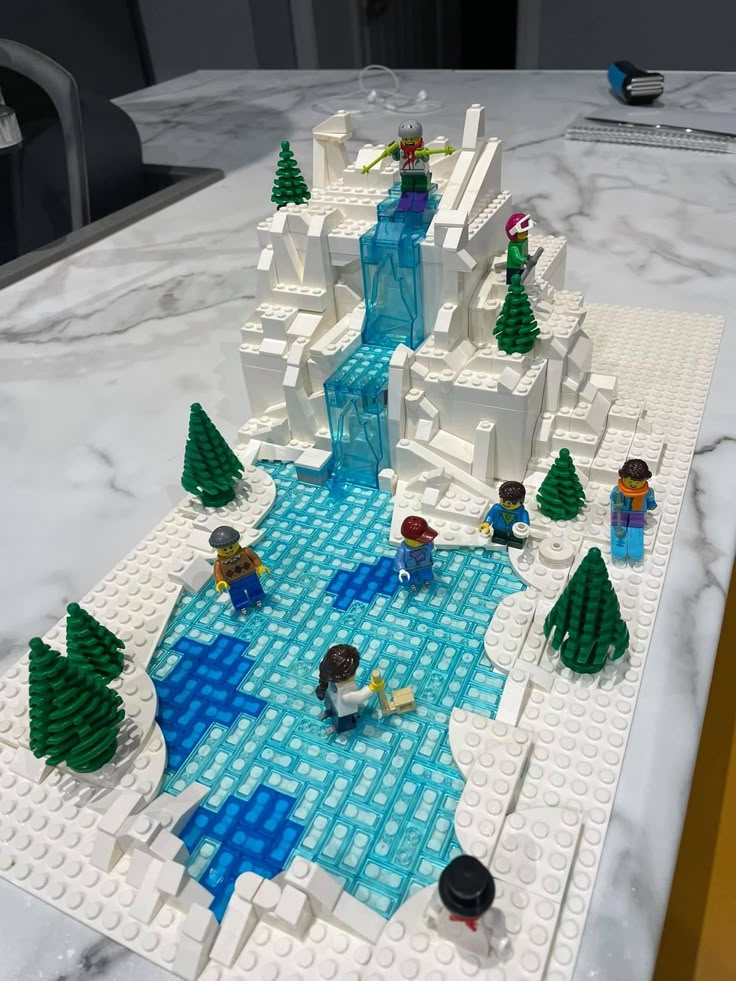 the lego model is made to look like a frozen lake