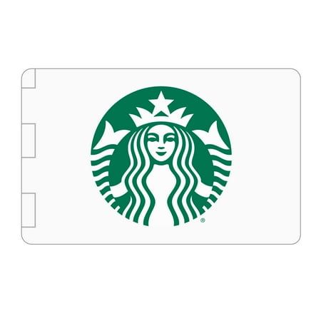 the starbucks logo is shown on a white card with green leaves and a woman's face