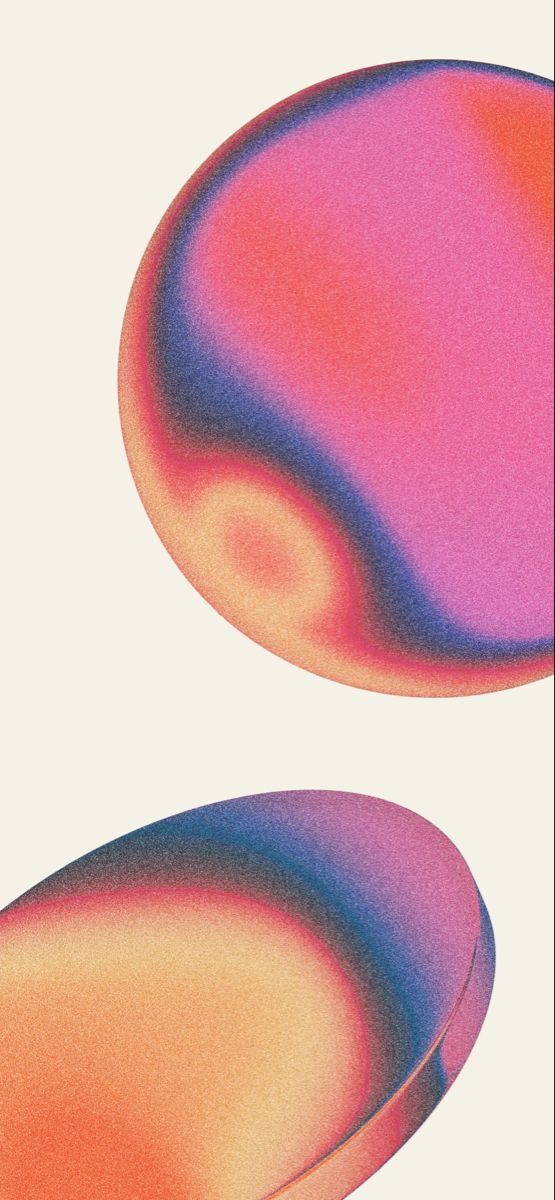 two circles with different colors are shown in this graphic art work, one is pink and the other is orange