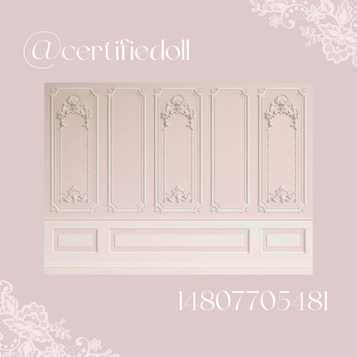 the wall paneling is white and has ornate designs on it, along with an ornamental border