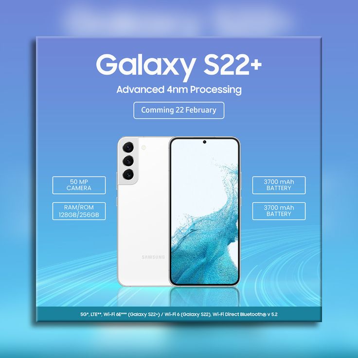 an advertisement for the new samsung s20 plus phone, with its front and back cameras