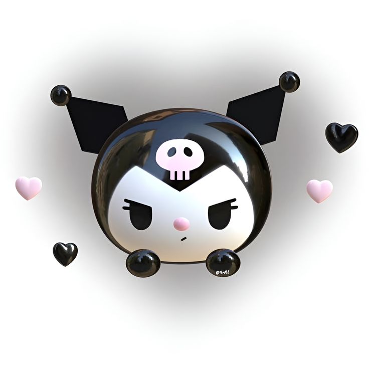 a black and white clock with a skull on it's face, surrounded by hearts