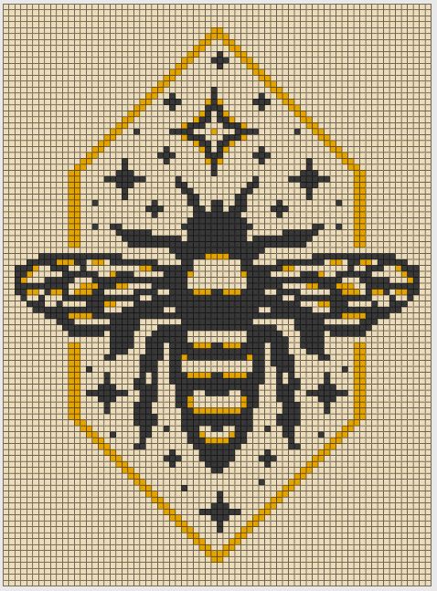 a cross stitch pattern with a bee on it