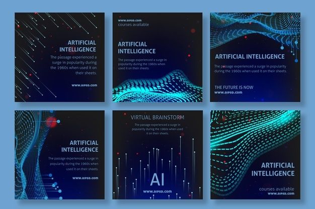 the cover of artificial science brochure, with abstract lines and dots on dark blue background