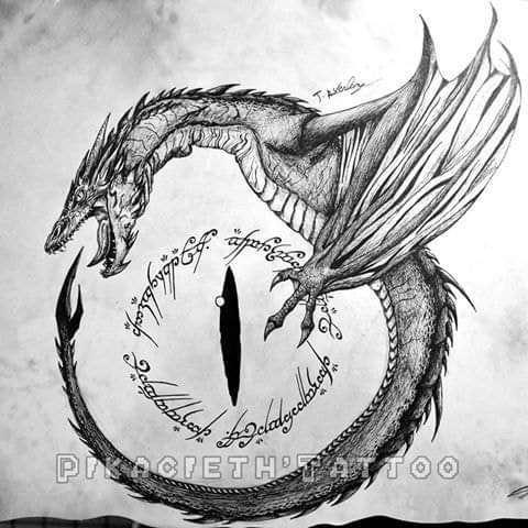 a black and white drawing of a dragon flying through the air with its wings spread out