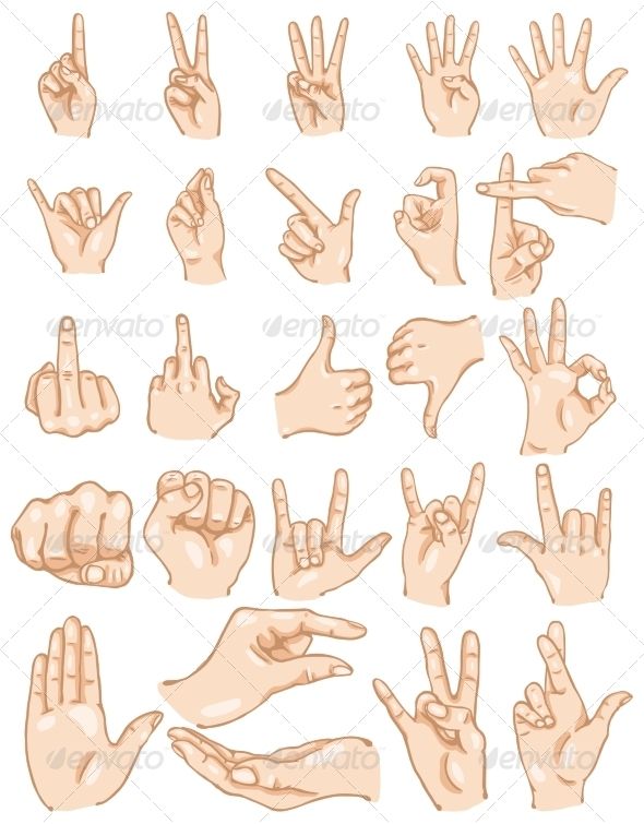 hand gestures and fingers in various positions