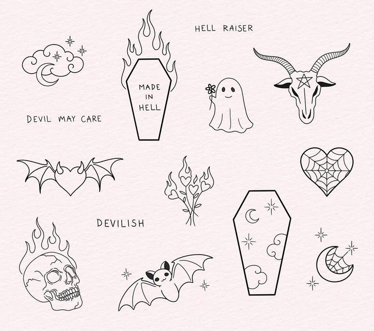 various tattoo designs on a white background