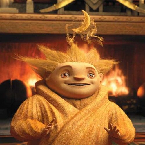 an animated character standing in front of a fire place with his hands up to the side