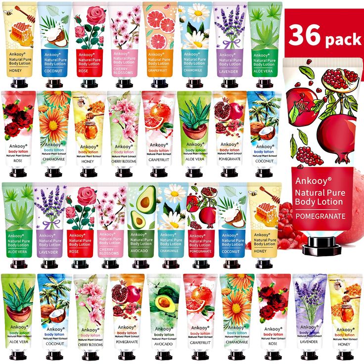 PRICES MAY VARY. 🌹【36 PACK Body Moisturizer Lotion Gift Set】These body lotion set including 10 beautiful fragrances in the following flavors: honey,coconut,rose ,avocado,cherry blossoms,grapefruit,chamomile,shea butter,lavender,aloe vera. Our daily body lotion set is an all-in-one cream that delivers long lasting moisture and supple skin.Apply to hands,foot,and body for instant moisture and care with this fast absorbing lotion. 🥑【Natural Pure Formula-Lasting Care Moisturizing Lotion for Dry Sk Small Gifts For Women, Hand Cream Gift Set, Lotion Gift, Healing Dry Skin, Best Christmas Recipes, Scented Lotion, Lotion For Dry Skin, Body Lotion Cream, Moisturizing Body Lotion