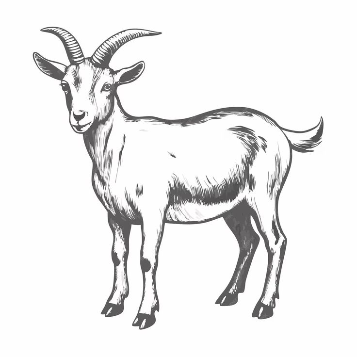 a goat standing on top of a white surface