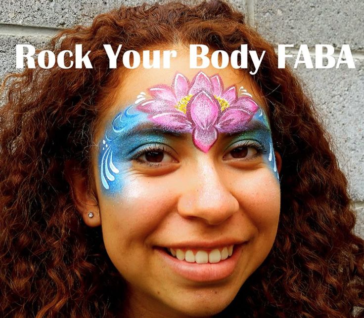 a woman with her face painted like a flower and the words rock your body faba