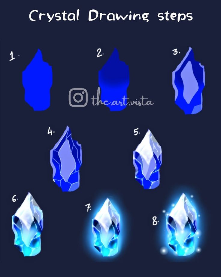 how to draw crystals step by step