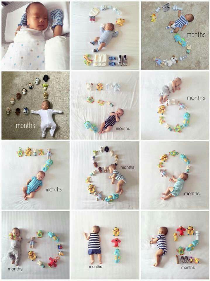 many different pictures of babys laying on top of each other with their names in them