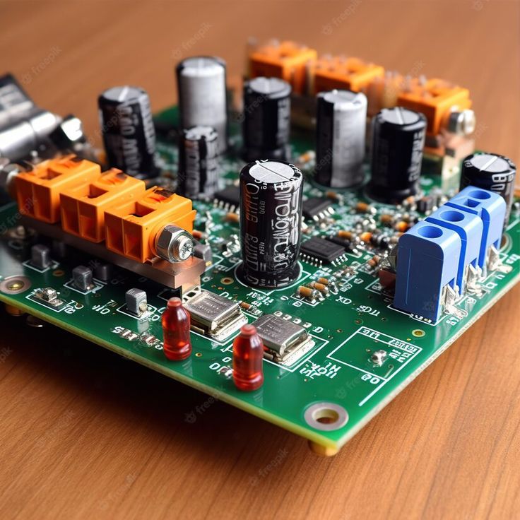 an electronic board with many components on it