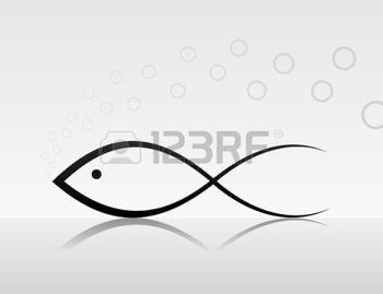 an abstract black and white fish symbol