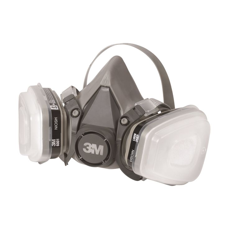 a gas mask is shown with two filters on the front and one in the back