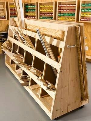 a large wooden rack with many files in it