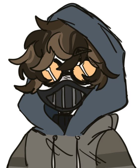 a drawing of a person wearing a hoodie with a beard and moustache