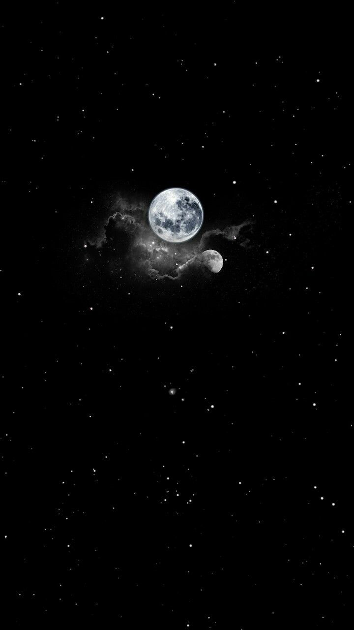 an image of the moon and stars in the night sky with no one on it