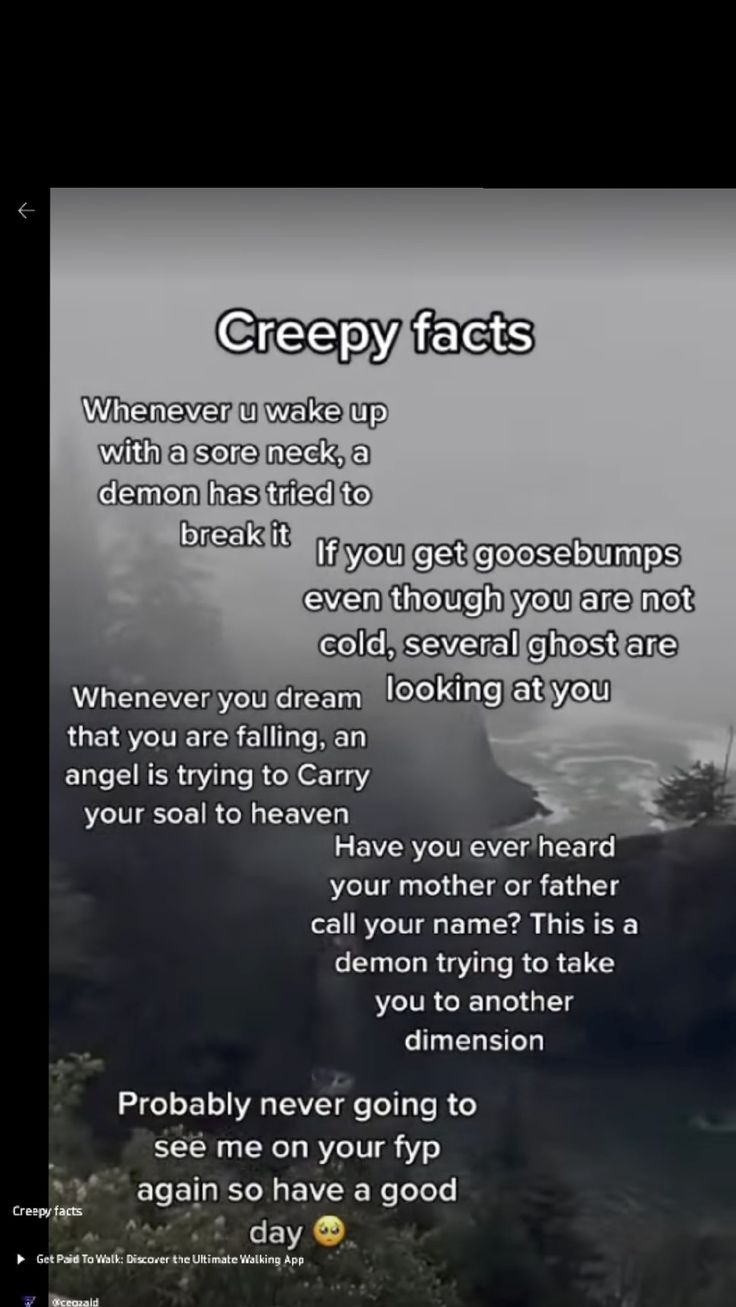 a poem with an image of the ocean and mountains in it, which reads creepy fact