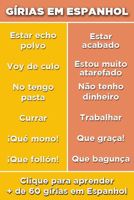 the spanish words are in different colors and sizes, including oranges, yellows, and