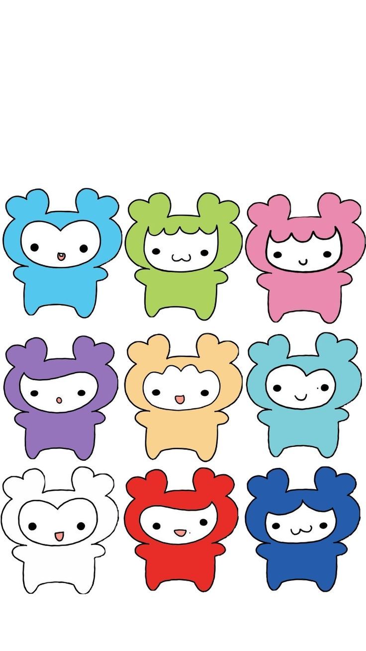 an assortment of cartoon bears with different colors and shapes on the back of their faces