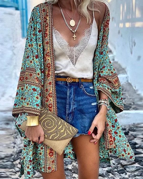 Look Kimono, Gilet Kimono, Chiffon Cardigan, Kimono Floral, Boho Vest, Casual Kimono, Estilo Hippie, Loose Cardigan, Gilet Long