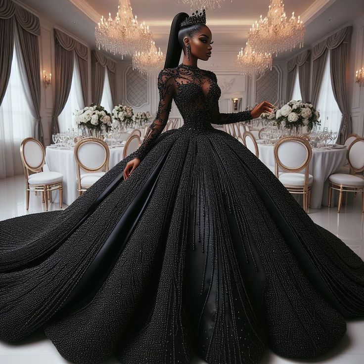 Nanice Weddings | Wedding dresses in Accra | 🖤 BLACK �🖤 Bold | Alluring | Sophistication | Class | Elegance | Attention Seeking 🖤🌟 #bridalmagic🖤 . . . . . . . . . .… | Instagram Black Dress Bride, Black Princess Dress Ball Gowns, Black Long Gown, Black Ball Gown Elegant, Bride Dress Black, Black Wedding Gowns The Bride, Dark Wedding Dresses, Black Princess Gown, Black Wedding Dress Elegant