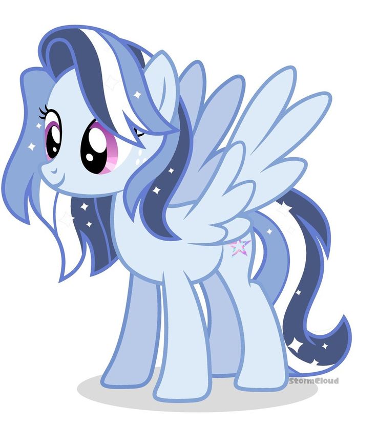 a little pony with blue hair and stars on it's face, looking to the side