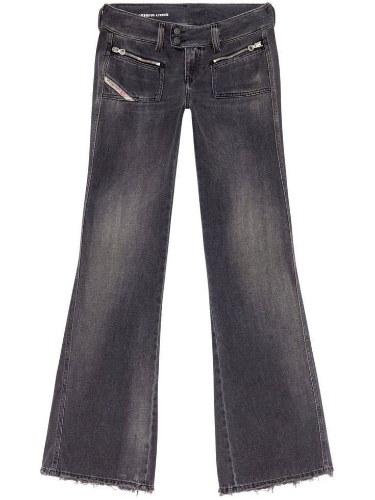 Find DIESEL D-hush Bootcut Jeans on Editorialist. black cotton-recycled cotton blend denim dark wash seam detailing logo patch to the rear low-rise belt loops concealed fly and button fastening front zip fastening pockets two rear patch pockets bootcut I Am Gia Jeans, Low Low Rise Jeans, Low Rise Dark Wash Jeans, Black Low Rise Jeans, Thrifting Manifestation, Goth Jeans, Jeans Png, Diesel Pants, Detailing Logo