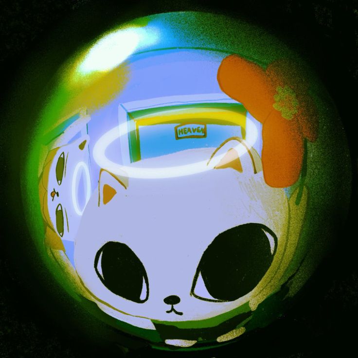 a close up of a cup with a cat on it's face in front of a black background