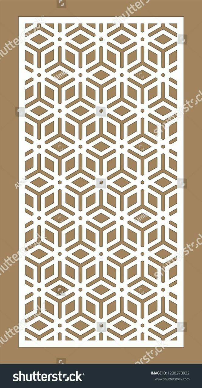 a paper cutout with an abstract geometric pattern on the front and back, in brown