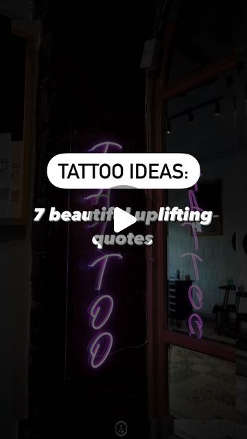 the words tattoo ideas are written in neon purple on a black background with an image of a