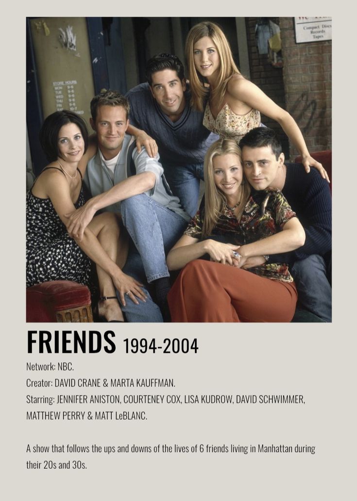 friends 1994 - 2004 movie poster with the cast and crew from friends on it's back cover