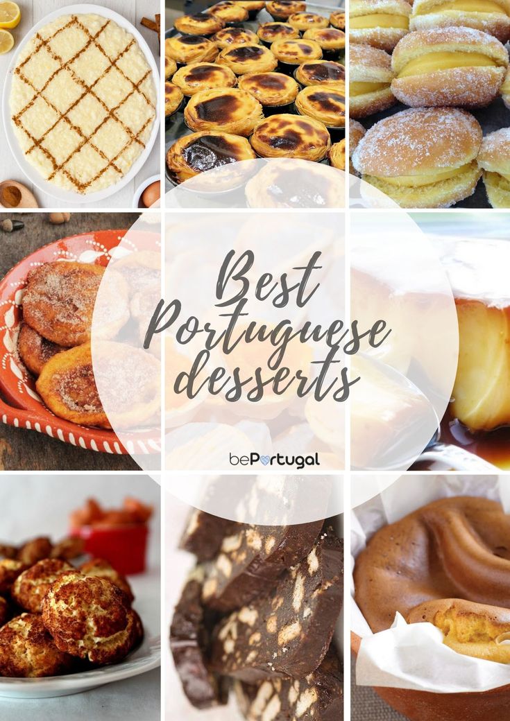 a collage of different pastries and desserts with the words best portuguese desserts