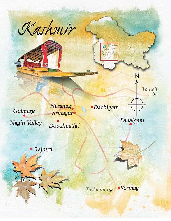 a watercolor map with the name and location of kachinr, in different languages