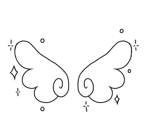 two wings that have been drawn to look like they are touching each other's foreheads