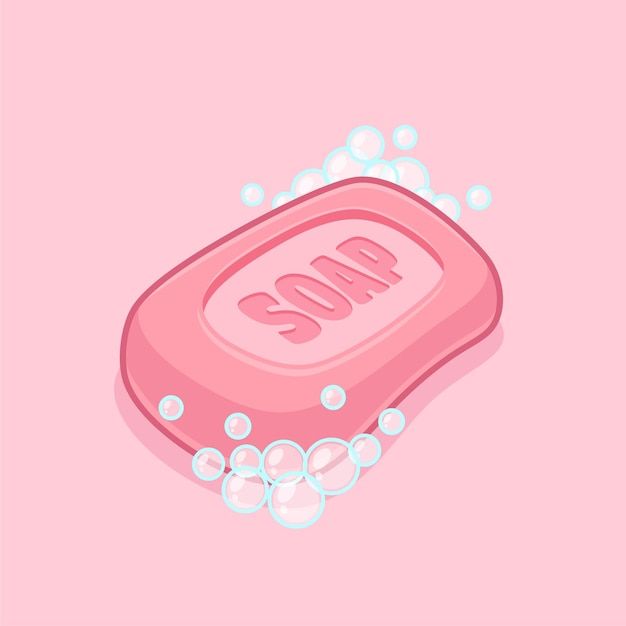 soap on pink background with bubbles