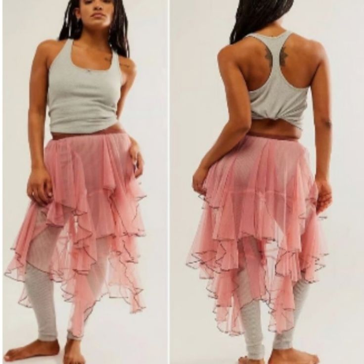 Fp One Free People Net Godet Half Slip Midi Skirt L Pink Sheer Tulle Slip Midi Skirt, Pixie Skirt, Godet Skirt, Size 12 Women, Flowy Design, Pink Sheer, Maxi Skirt Dress, Sheer Skirt, Free People Skirt