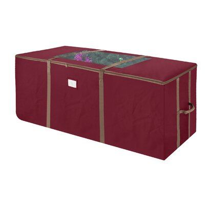 a large red storage bag with an open top and two sides that are closed up