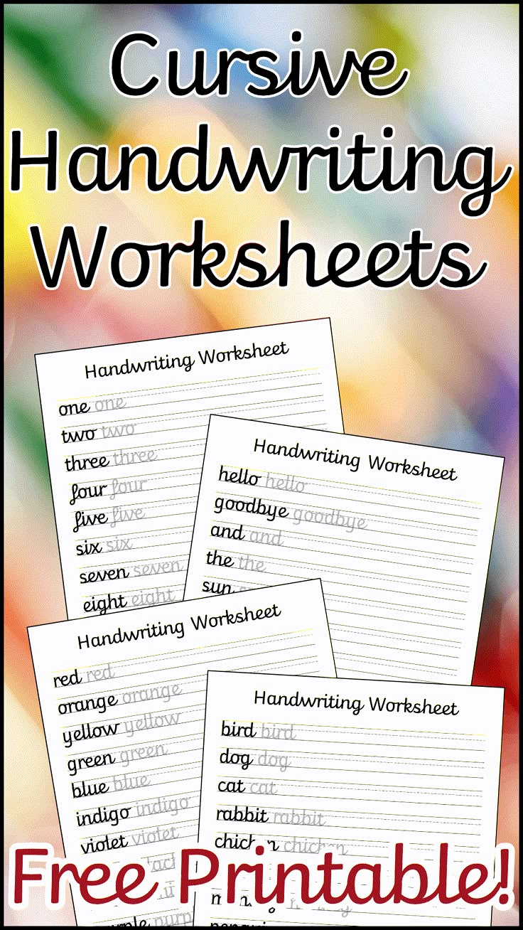 three cursive handwriting worksheets with the text free printable