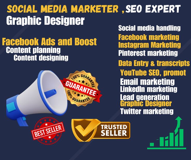 social media marketer, graphic designer, facebook ads and best selling content for your business