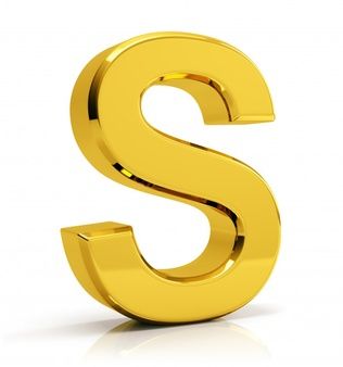 the letter s is shown in gold