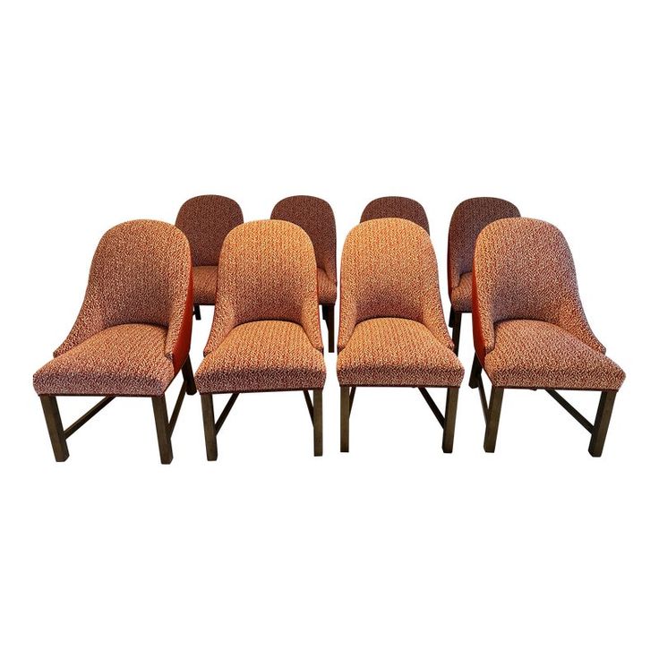 set of six vintage chairs with upholstered backrests, mid - century