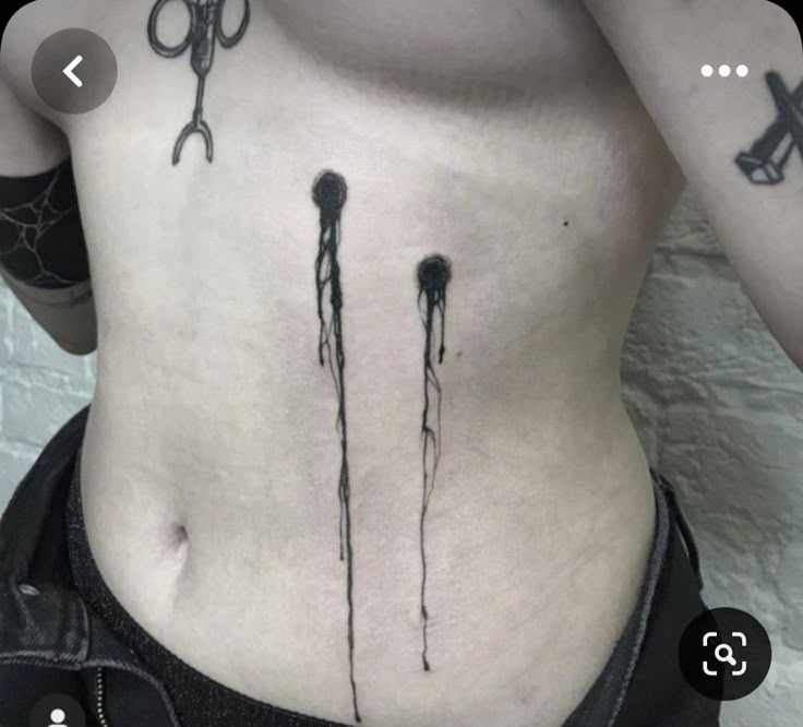 a person with scissors on their stomach